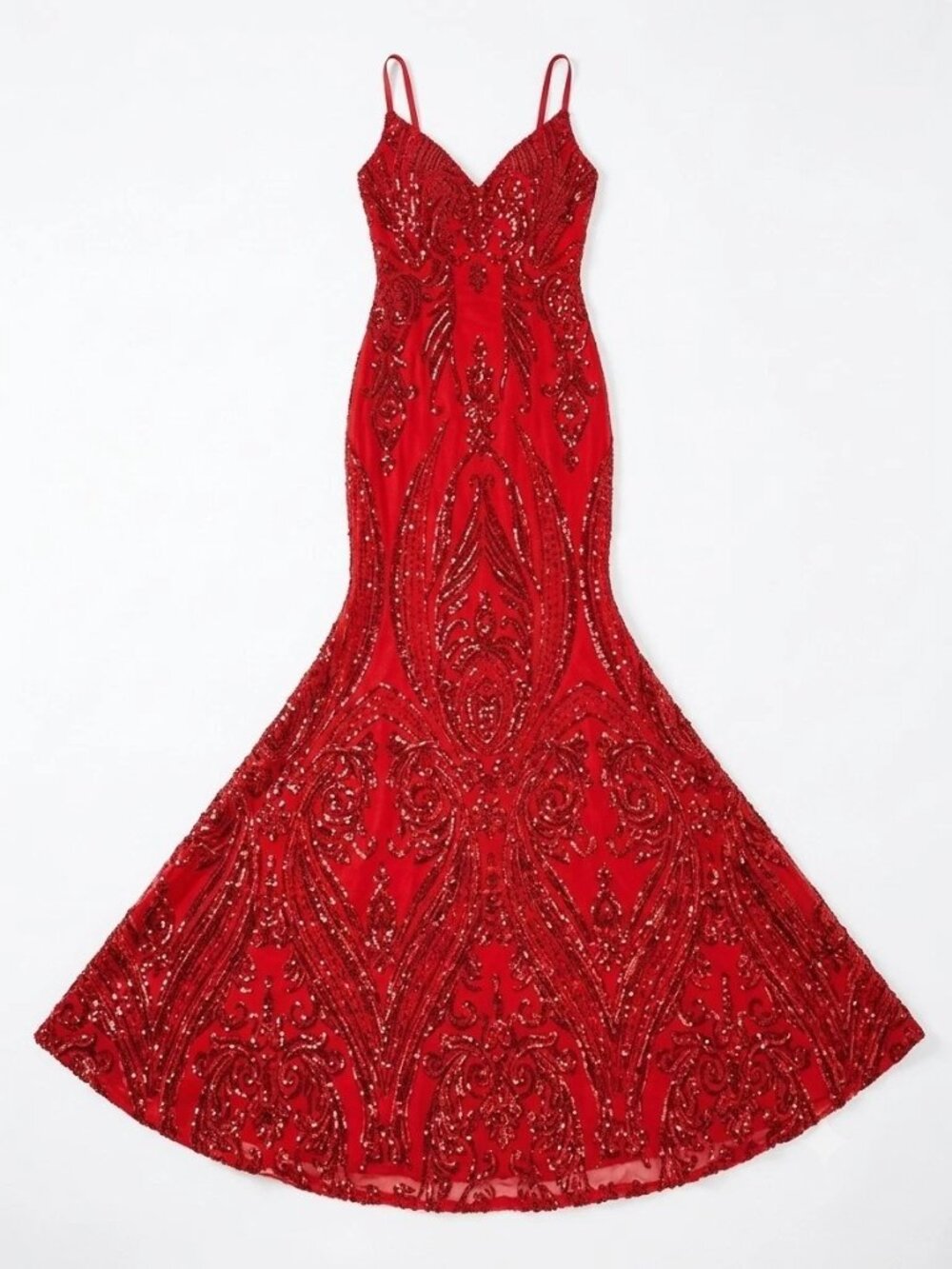 NWT Alamour The Label Red Sequin Mermaid Gown Prom Pageant Dress Size S